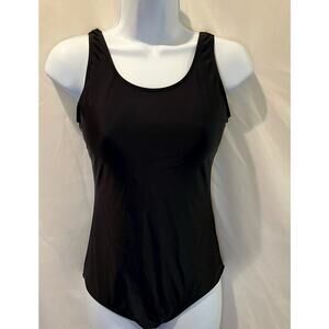 Black One Piece Swimsuit with Cross-Strap Back Detail - NWOT - Size S
